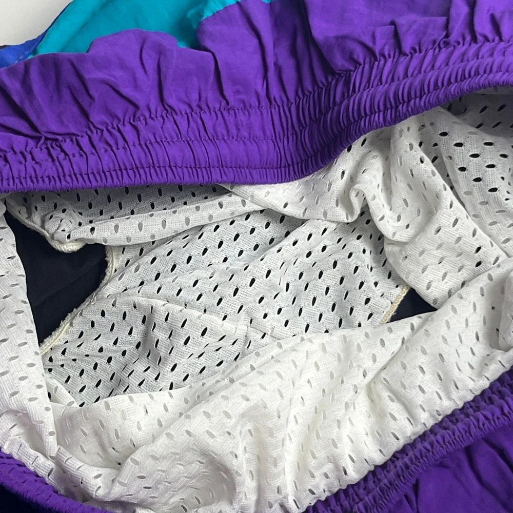 Vintage Towncraft Mens Colorblock Swim Trunks XL Tall Purple Teal Black USA Made